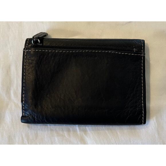 FOSSIL Women's Black LEATHER Wallet TriFold Flap Snap Closure Zip Vintage 90s - Picture 7 of 9